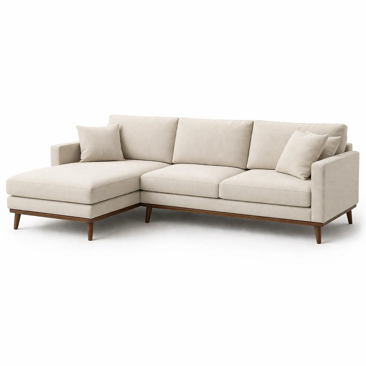 Ecksofa Creme Stoff Modern-velnoxio